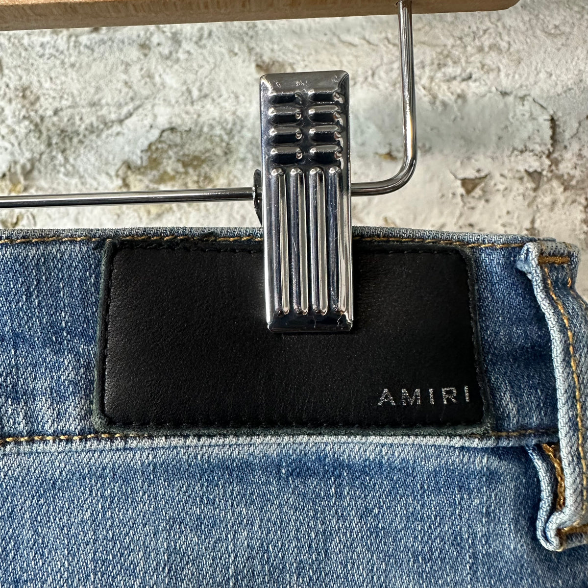 Amiri Purple Suede Core Logo Blue Denim Jeans Sz 32