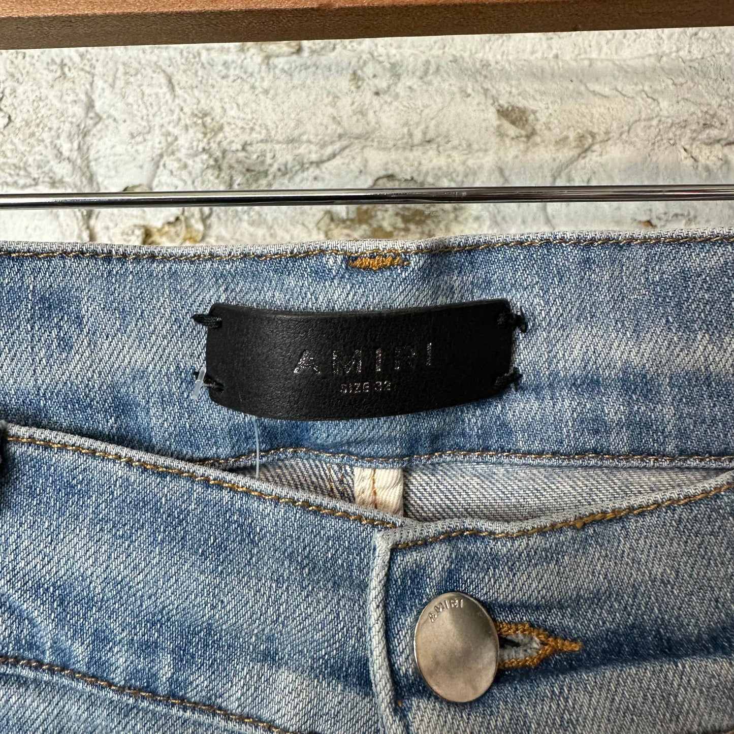 Amiri MX1 Marble Patch Blue Denim Jeans Sz 32