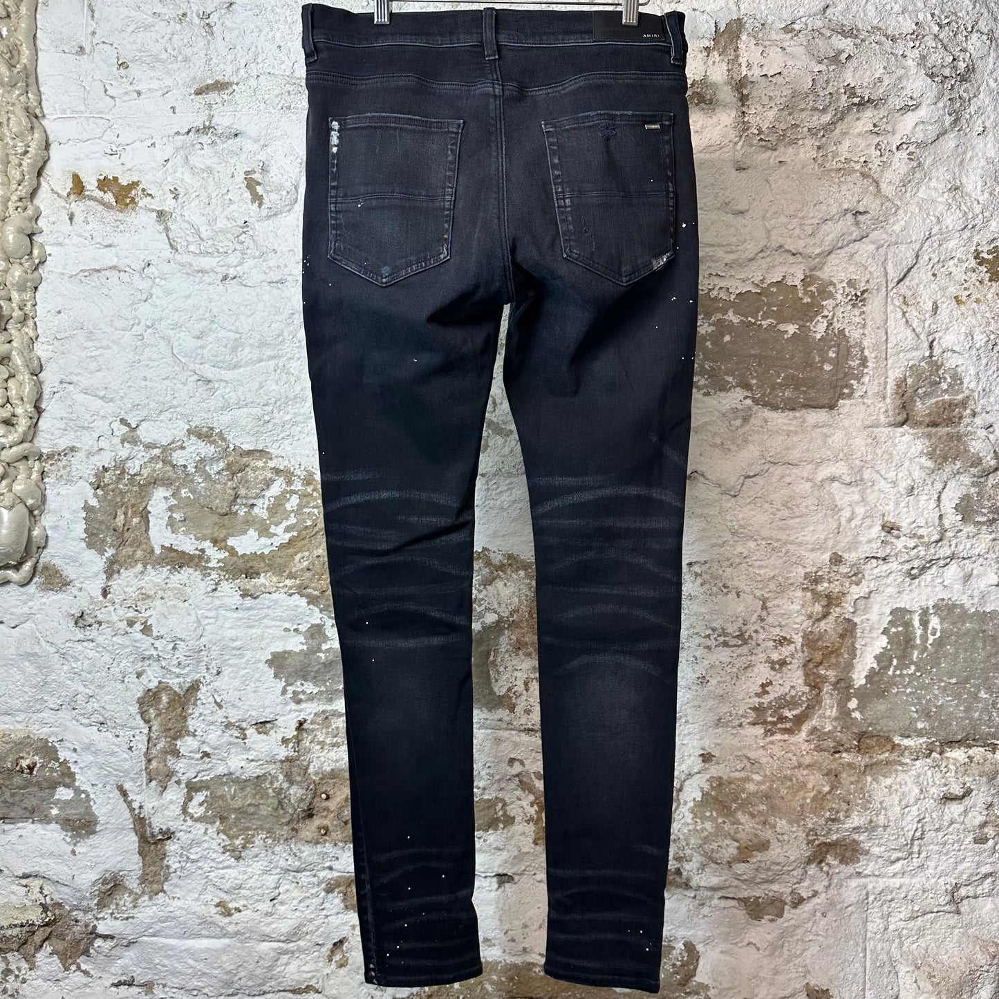 Amiri MX1 Brown Plaid Flannel Black Denim Jeans Sz 34