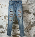 Amiri MX1 Multicolor Flannel Blue Denim Jeans Sz 31