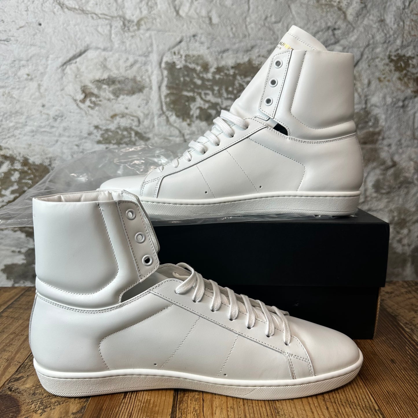 Saint Laurent High SL/01H White Leather Sneaker Sz 11 (44)