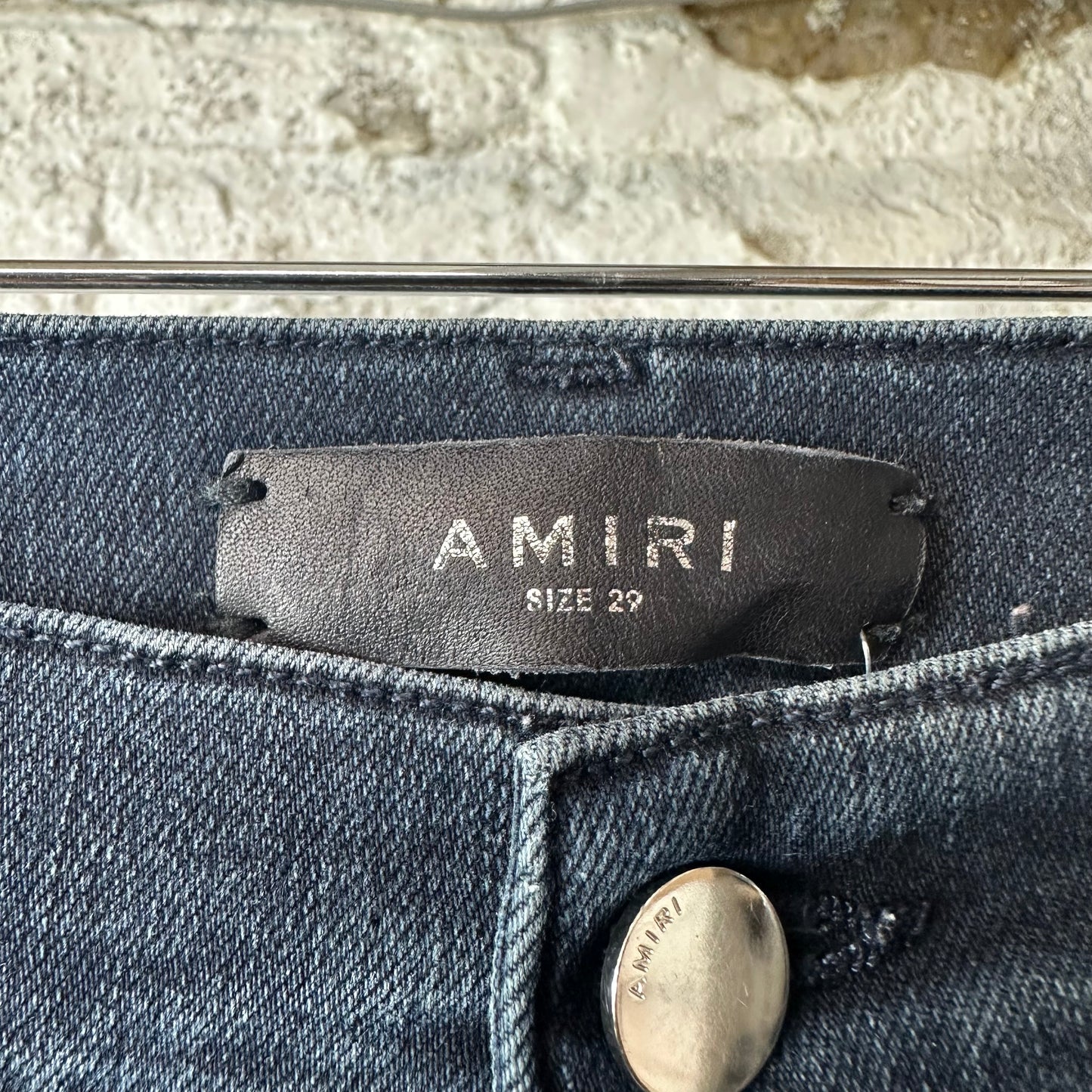 Amiri MX1 Red Suede Faded Black Denim Jeans Sz 29