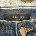 Amiri MX1 Black Leather Dark Blue Denim Jeans Sz 32