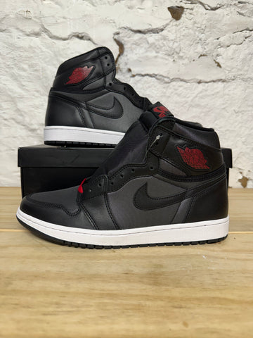 Air Jordan 1 High Black Satin Gym Red Sz 11.5 DS