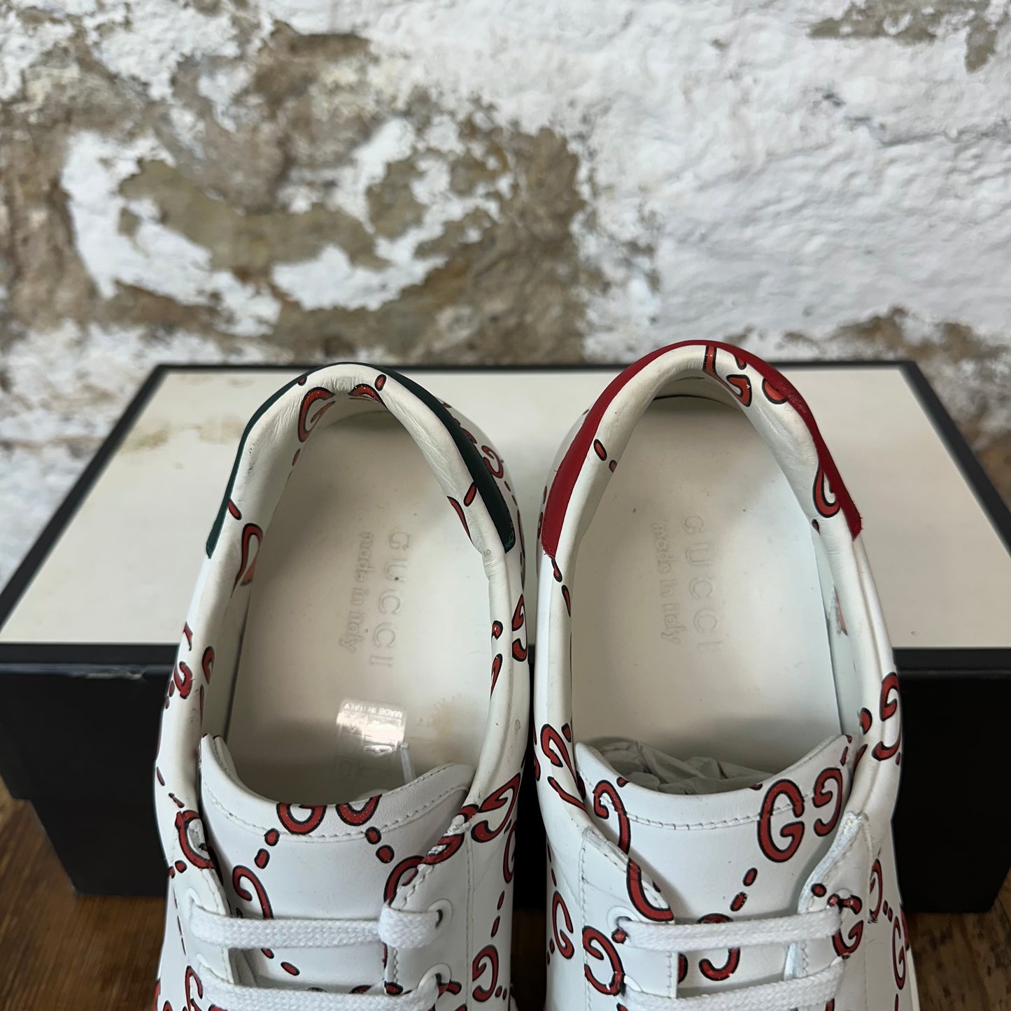 Gucci Red GG Monogram White Ace Sneaker Sz 9.5
