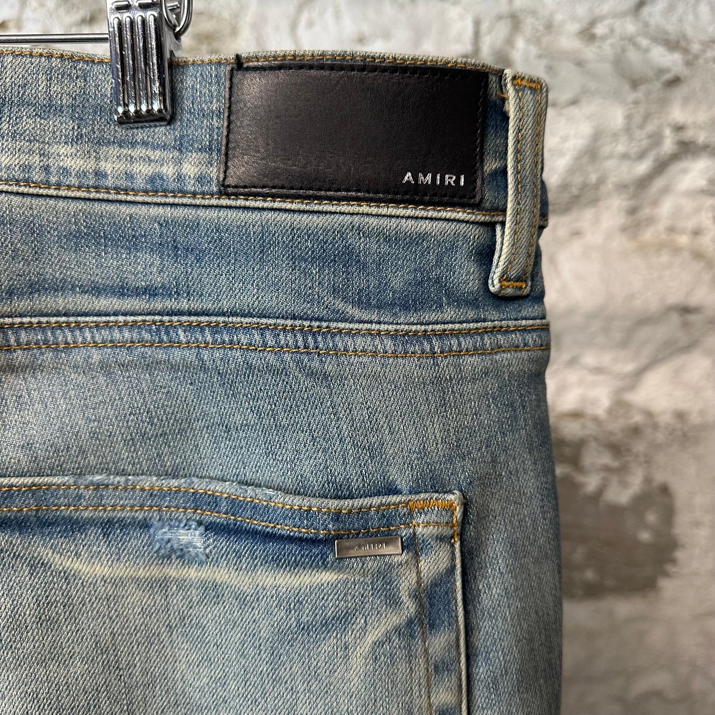 Amiri MX1 Indigo Paisley Blue Denim Jeans Sz 38
