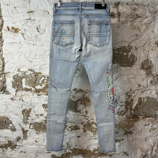 Amiri Zig Zag Light Blue Denim Jeans Sz 30