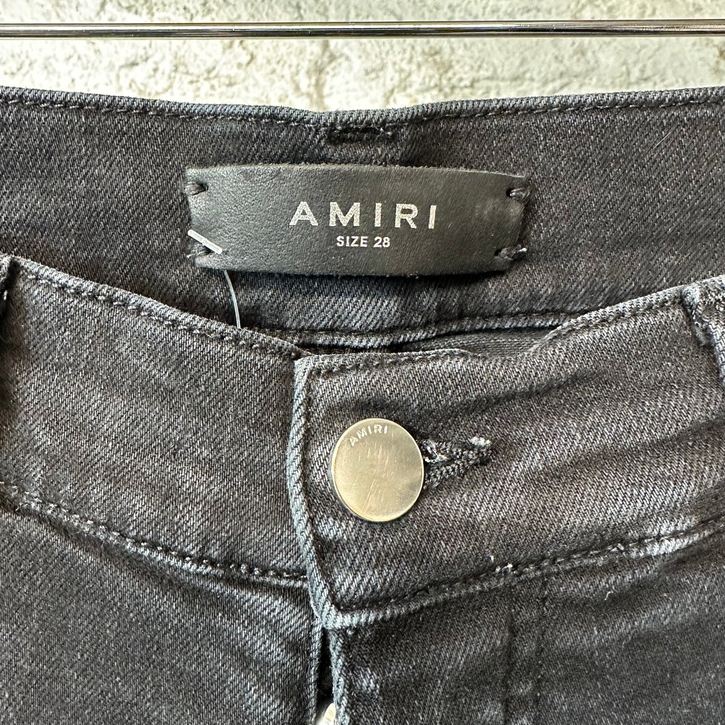 Amiri MX1 Cream Suede Black Denim Jeans Sz 28