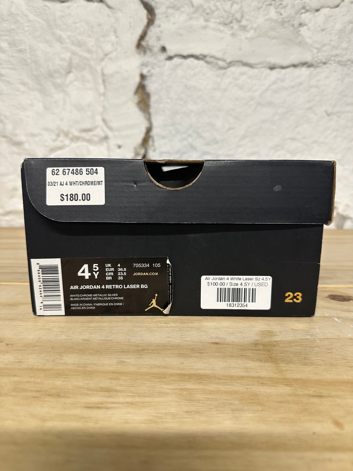 Air Jordan 4 White Laser Sz 4.5Y