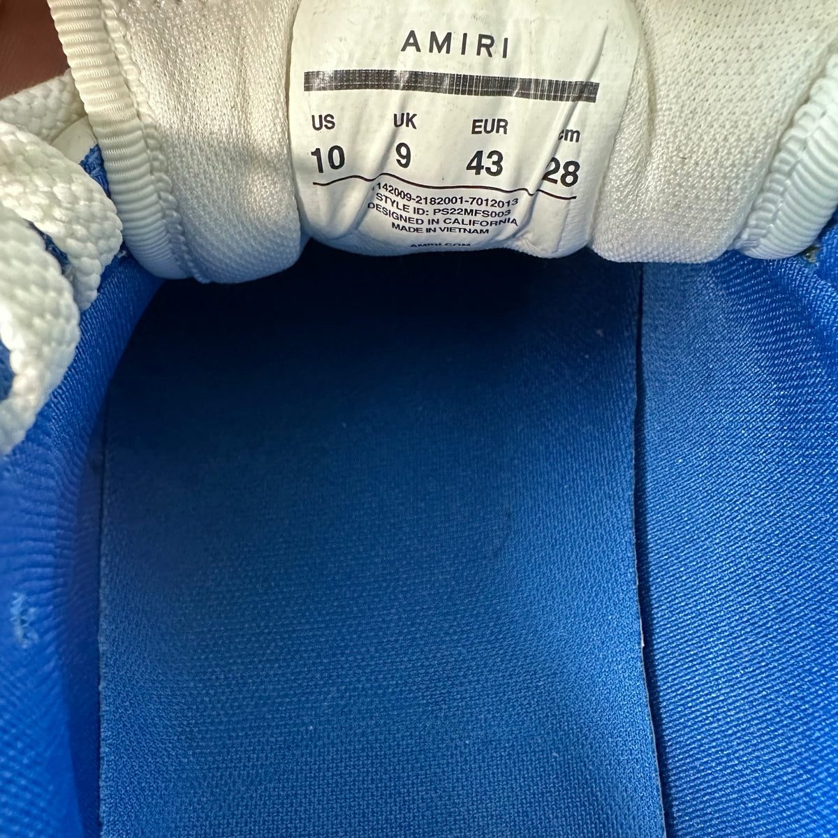 Amiri Blue Skeleton White Sneaker Sz 10 (43)
