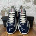 Prada Americas Cup Navy Patent Gray White Sneaker Sz 9