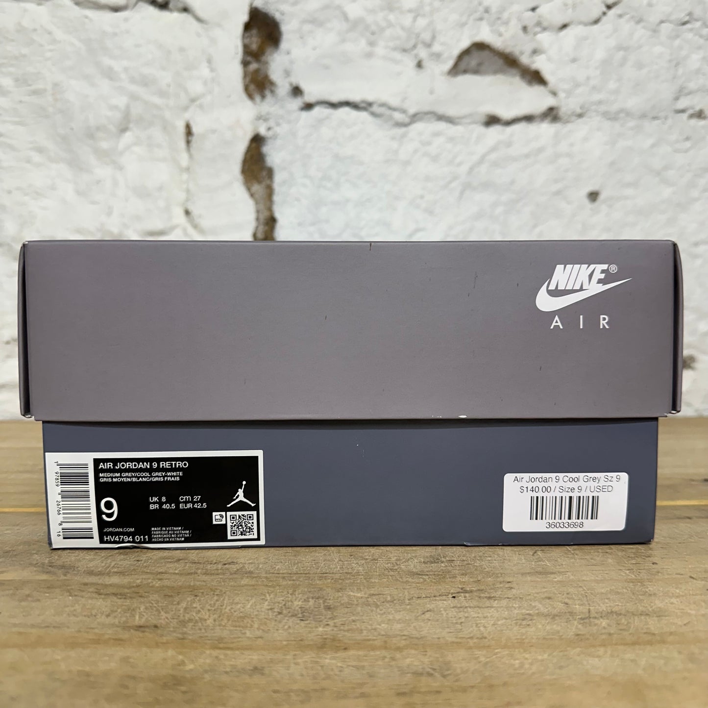 Air Jordan 9 Cool Grey Sz 9