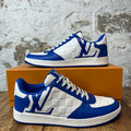 Louis Vuitton Blue White Damier Rivoli Sneaker Sz 9.5 (8LV) DS