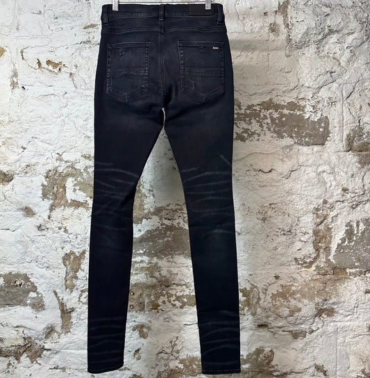 Amiri Leopard Print Black Denim Jeans Sz 28