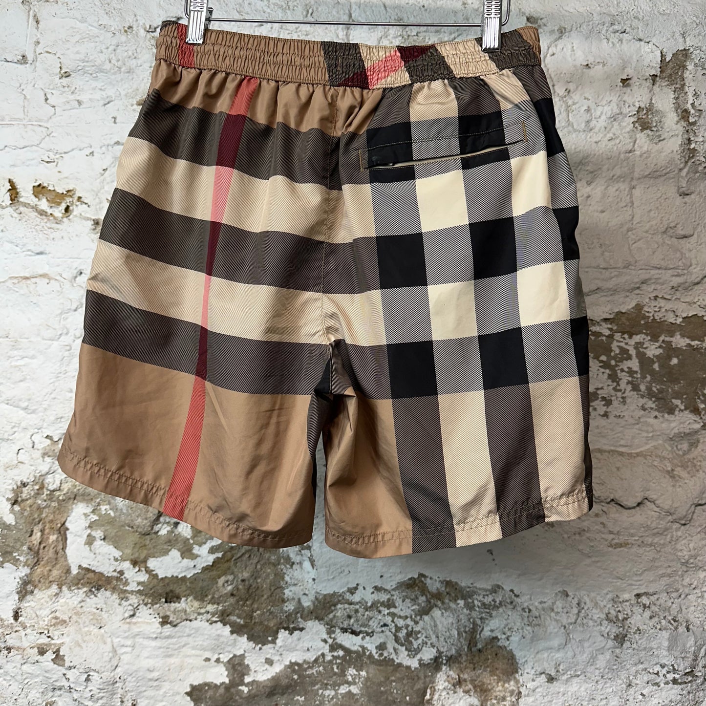 Burberry Tan Plaid Swim Trunks Sz S