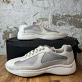 Prada Americas Cup White Leather Grey Sneaker Sz 9.5