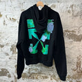 Off White Paint Swirls Hoodie Black Sz M