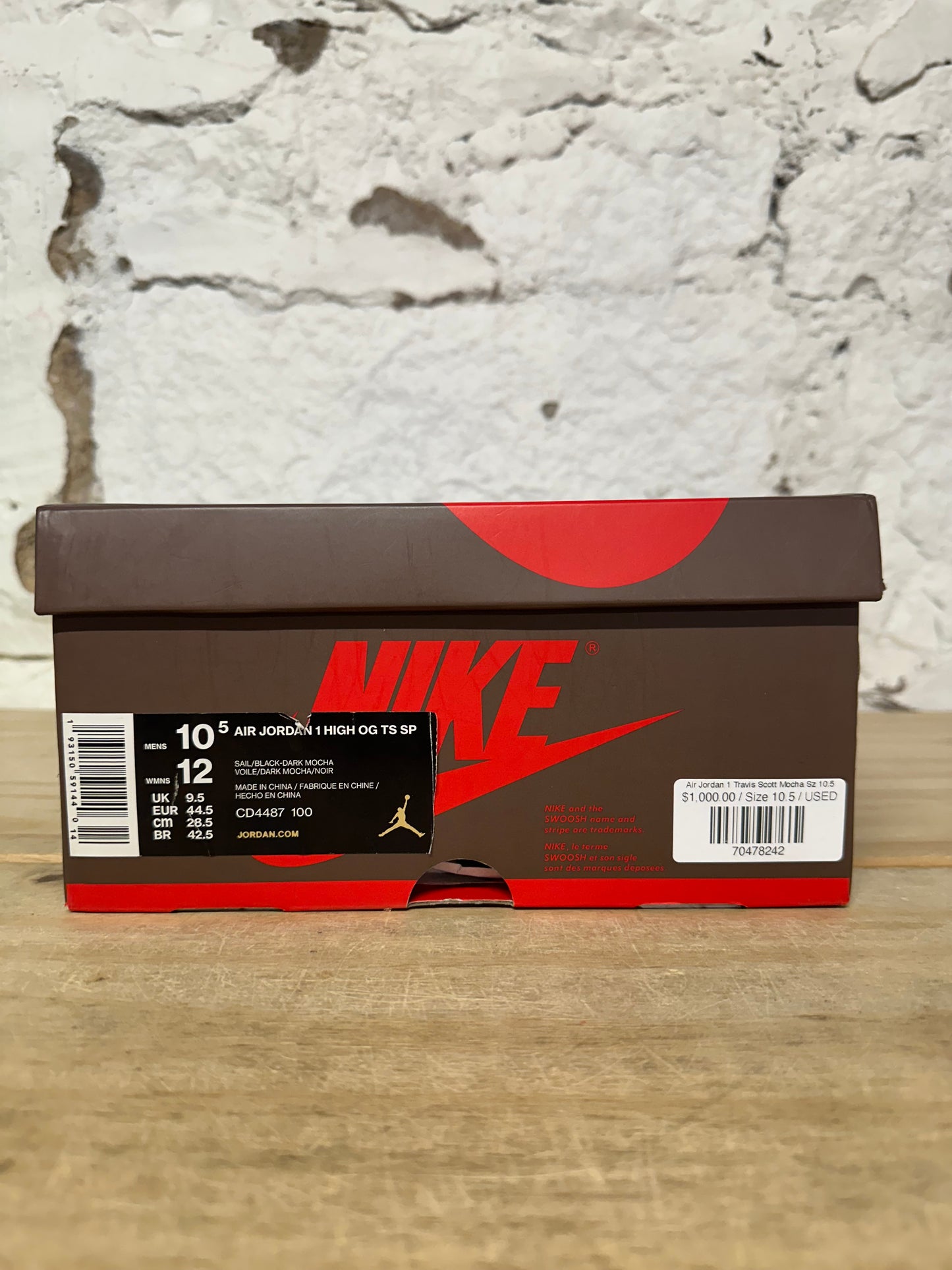 Air Jordan 1 Travis Scott Mocha Sz 10.5