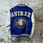 Avirex Blue White Champions Leather Jacket Sz L