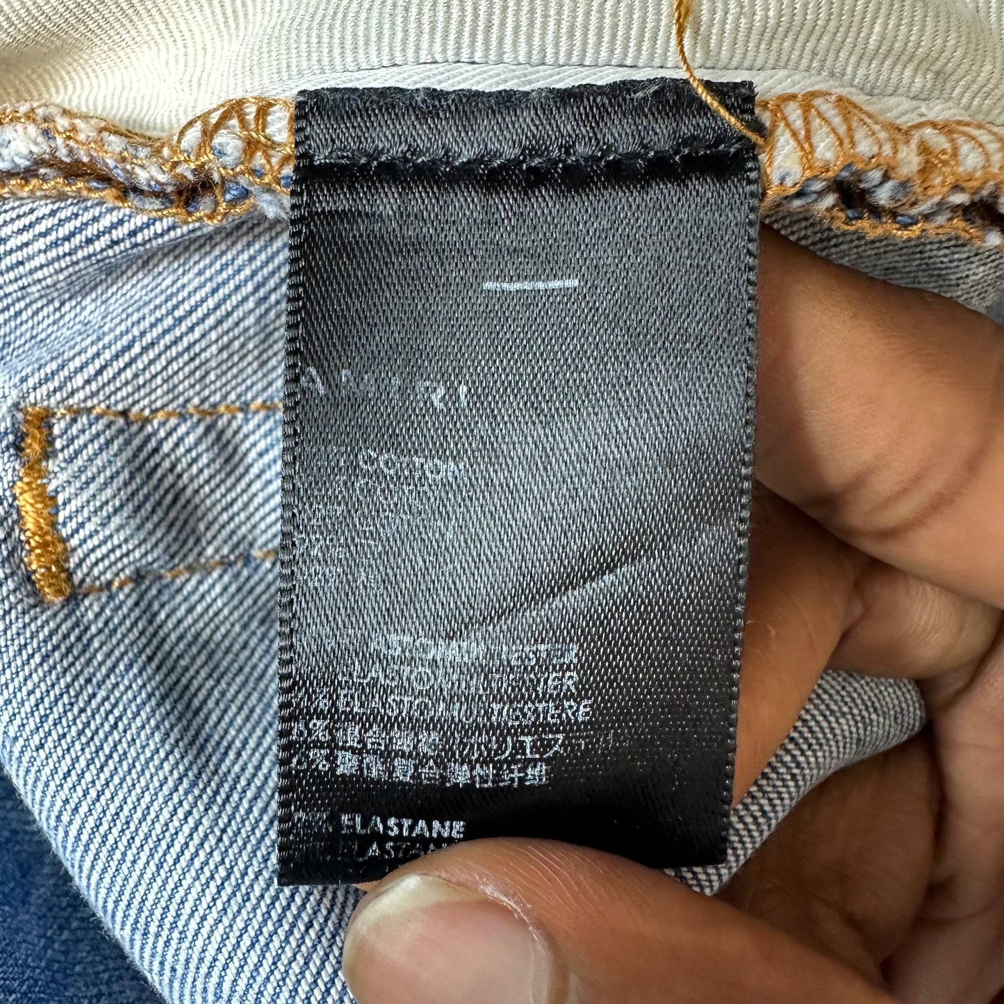 Amiri Distressed Side Spell Blue Denim Jeans Sz 34