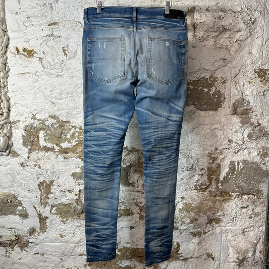 Amiri MX1 Sky Blue Cream Blue Denim Jeans Sz 33