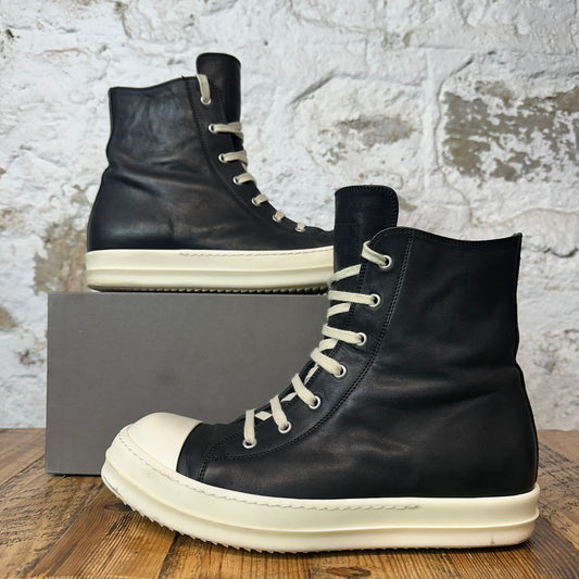 Rick Owens High Black Leather Milk Sneaker Sz 10 (43)