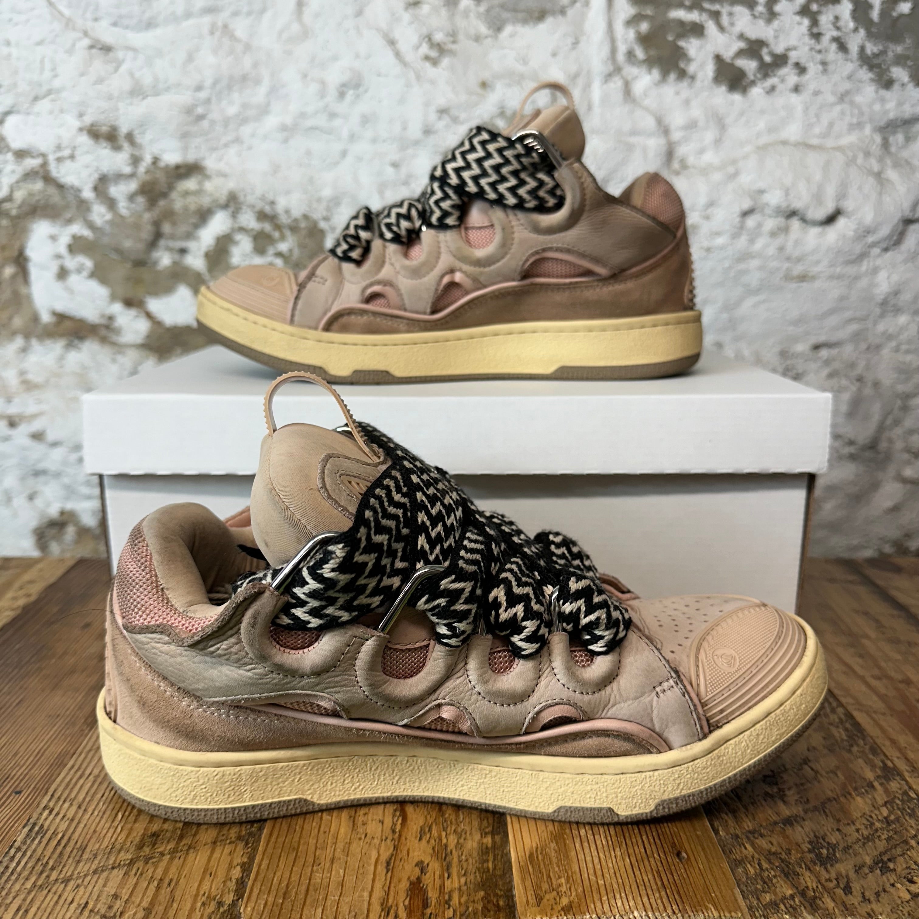 Lanvin Curb Black White Lace Pink Sneaker Sz 6.5 (39) No Box – The