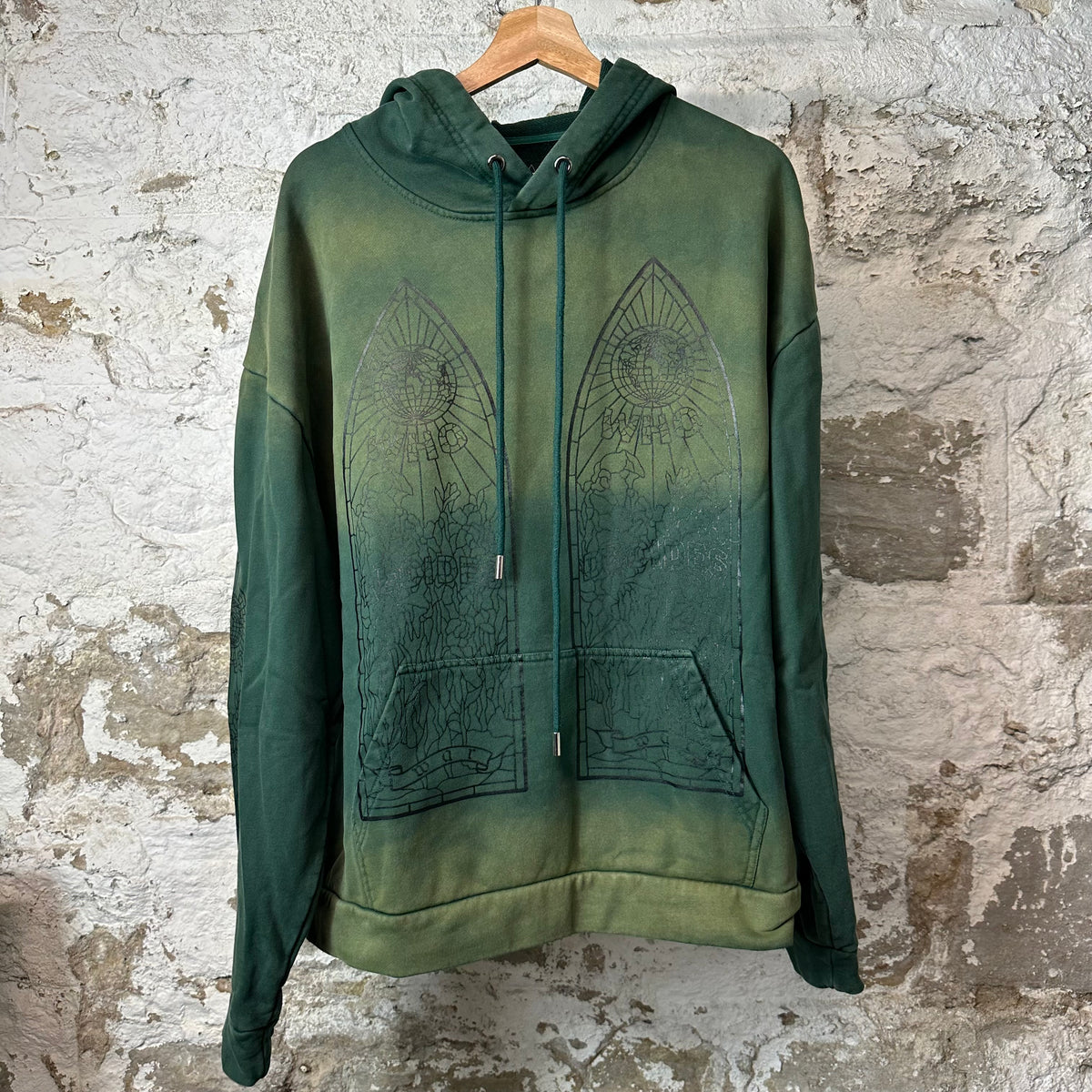 Who Decides War Black Stained Glass Green Hoodie Sz M