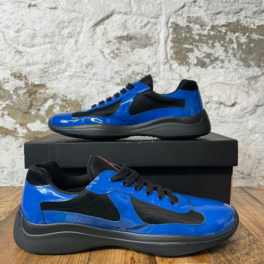 Prada Americas Cup Dark Blue Patent Black Sneaker Sz 11
