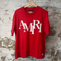 Amiri White Stagger Spell Red T-Shirt Sz L