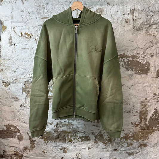 Rhude Script Sundry Olive Zip Up Hoodie