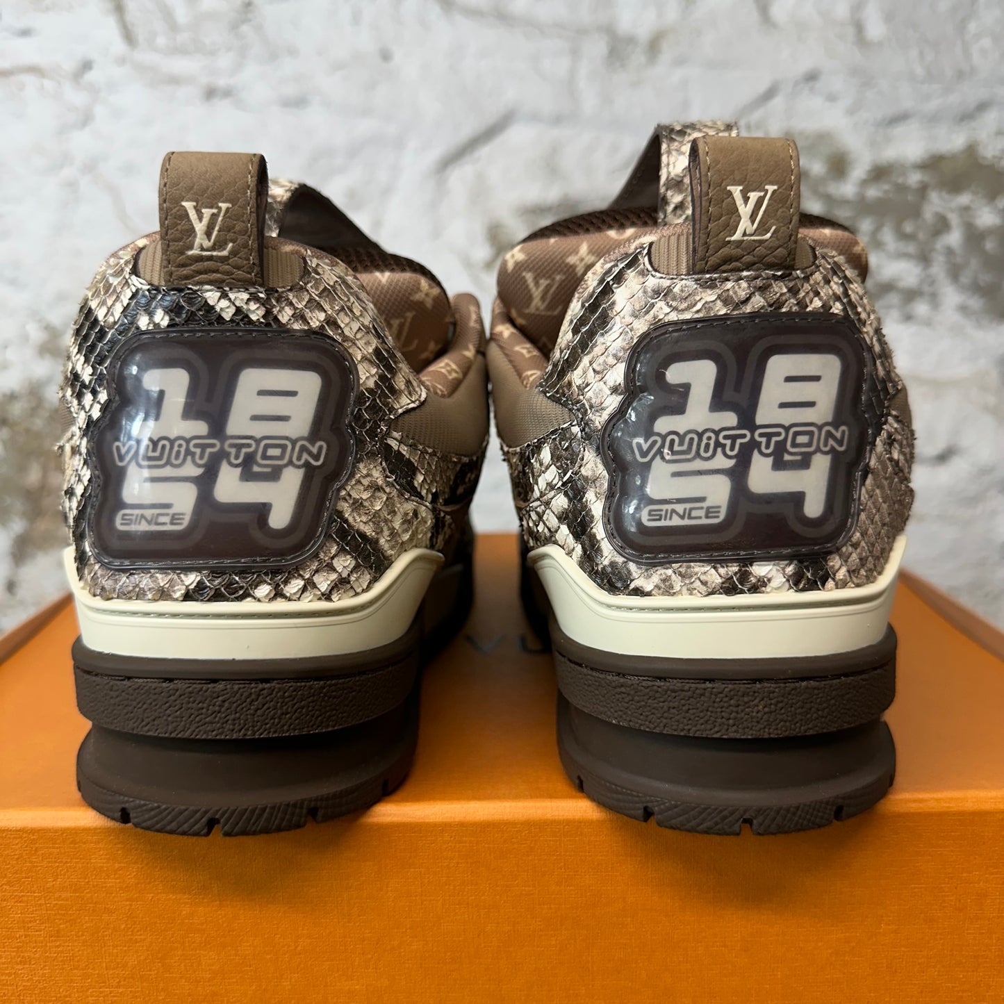 Louis Vuitton Brown Snakeskin Skate Sneaker Sz 10 (8.5LV) DS