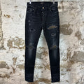 Amiri MX1 Camo Patch Black Denim Jeans Sz 30