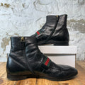 Gucci High Donnie Web Black Leather Boot Sz 10