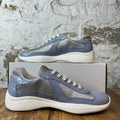 Prada Americas Cup Celeste Patent Grey White Sneaker Sz 9