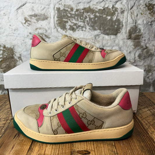 Gucci Screener Beige Dark Brown Sneaker Sz 6.5 (39)