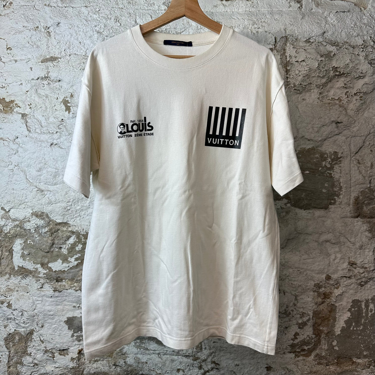 Louis Vuitton Barcode Logo White T-Shirt Sz XL