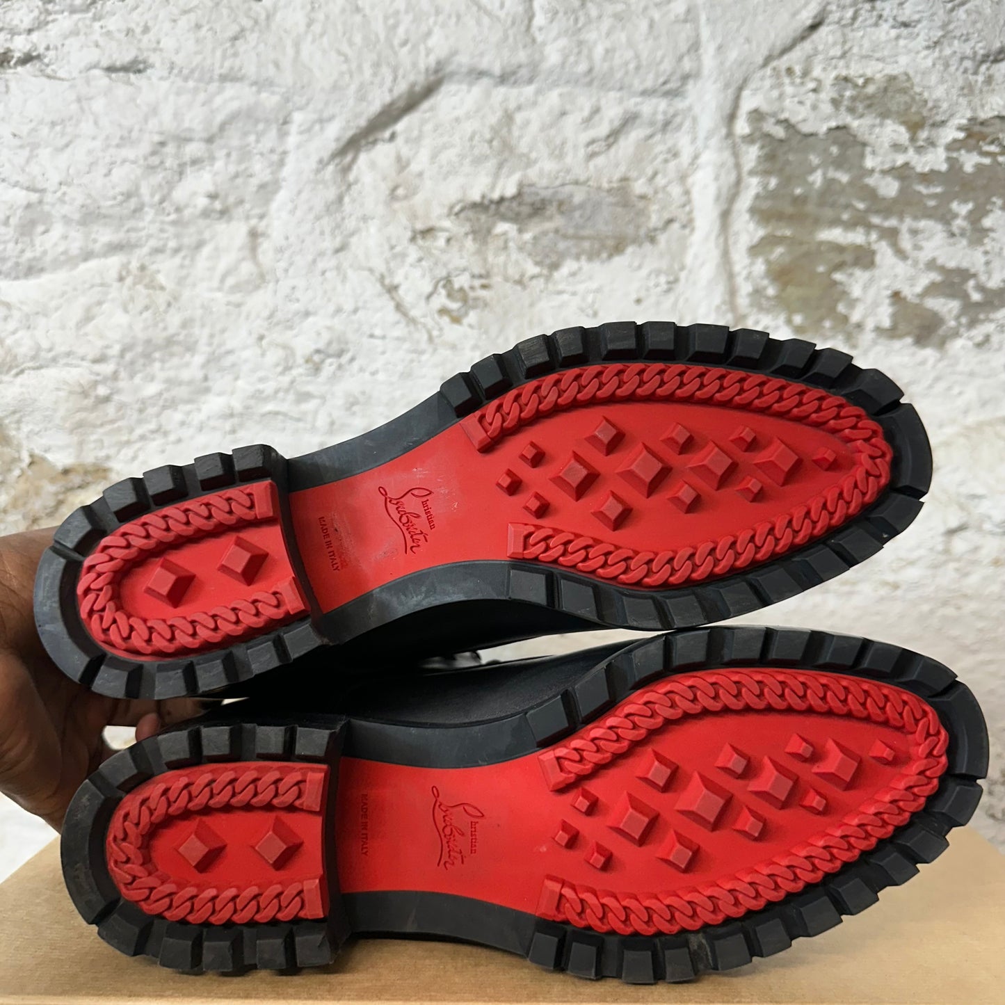 Christian Louboutin Trapman Leather Hiking Boot Black Sz 8.5 (41.5)