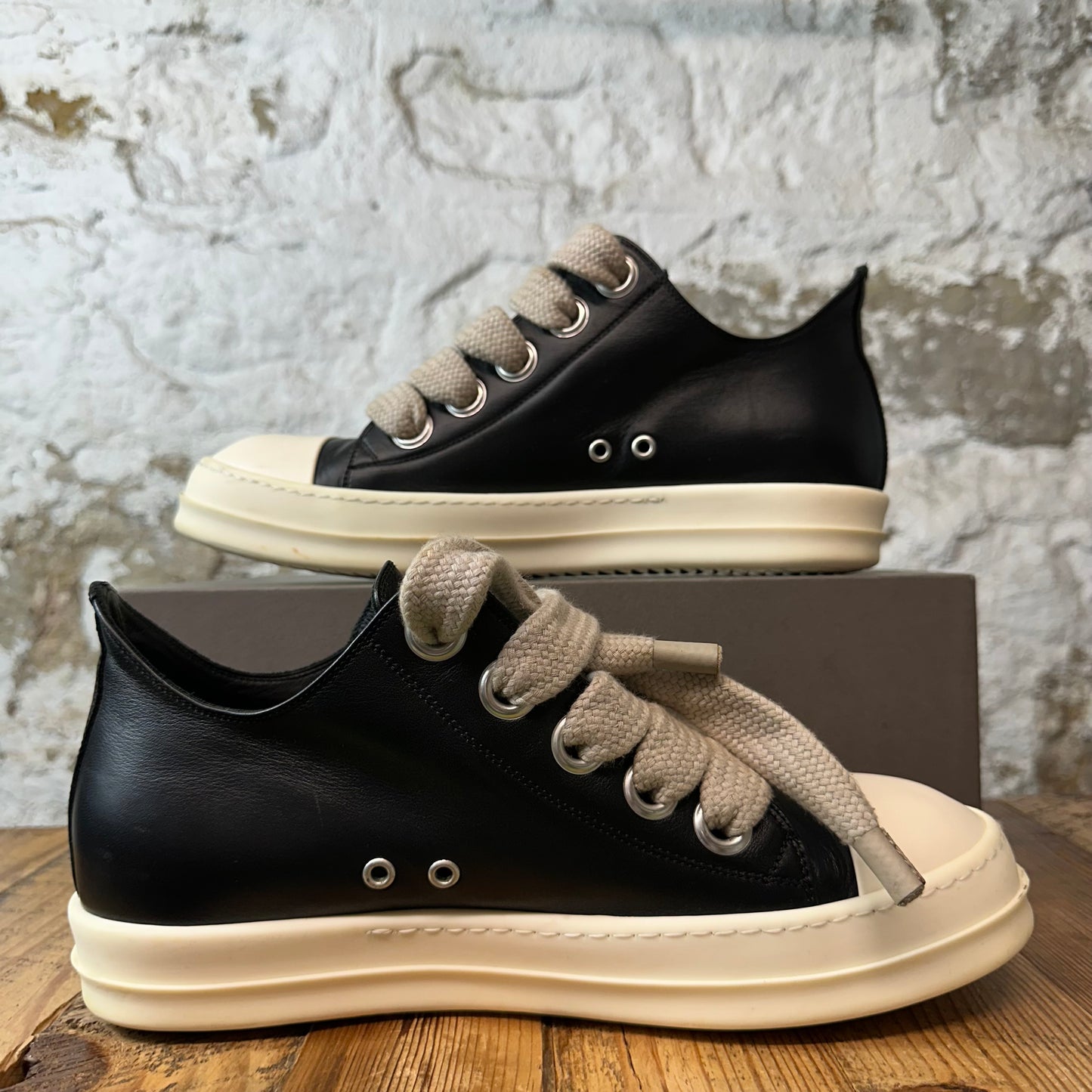Rick Owens Jumbo Lace Black Milk Sneaker Sz 12 (45)
