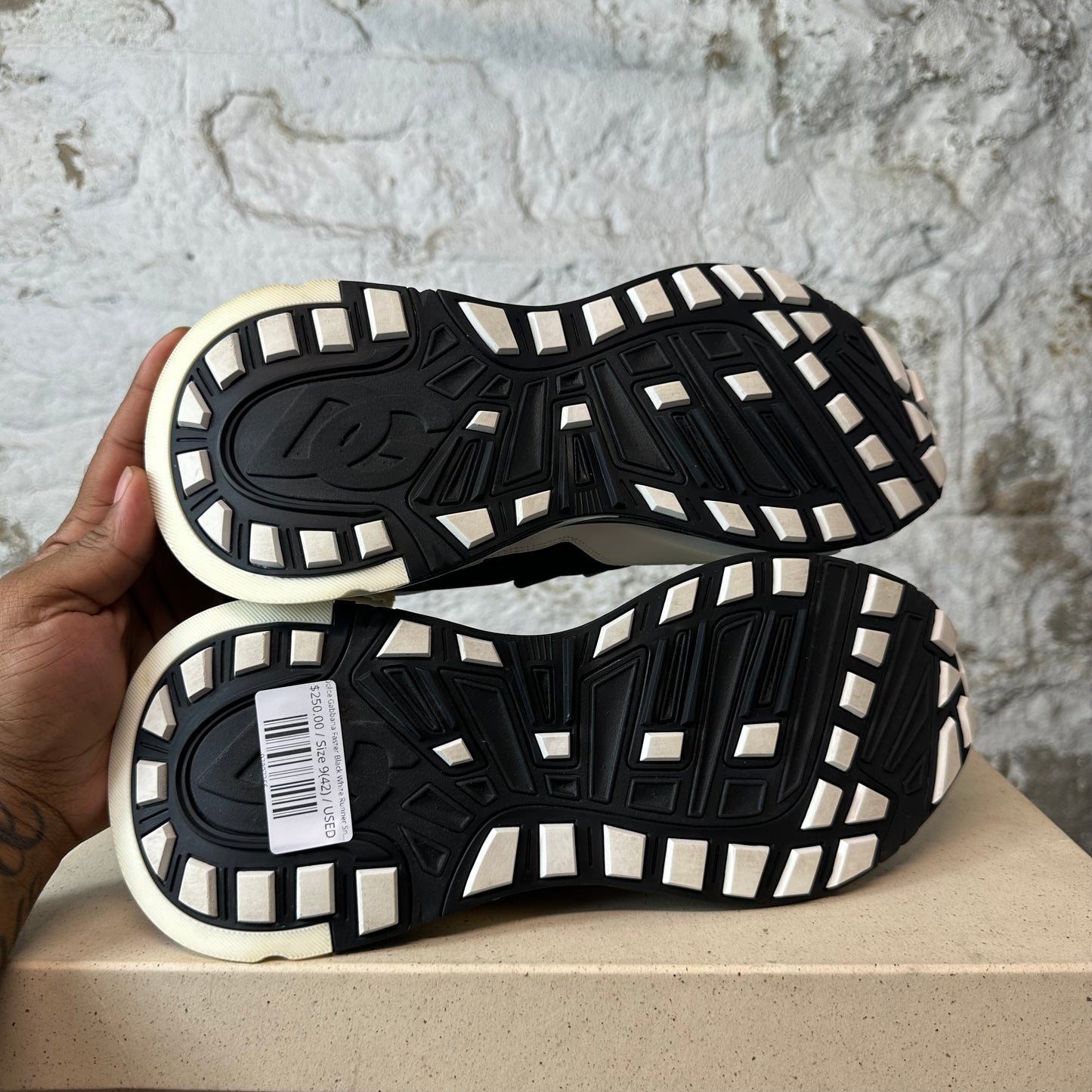 Dolce Gabbana Faster Black White Runner Sneaker Sz 9 (42)