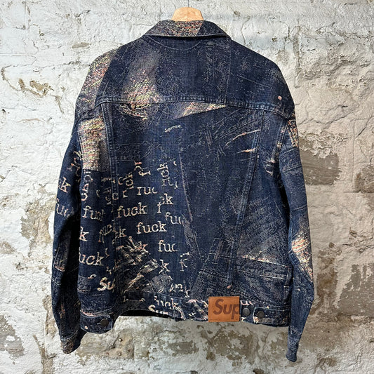 Supreme Archive Denim Jacquard Trucker Jacket Blue Sz L