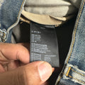 Amiri MX1 Black Leather Dirty Blue Denim Jeans Sz 34