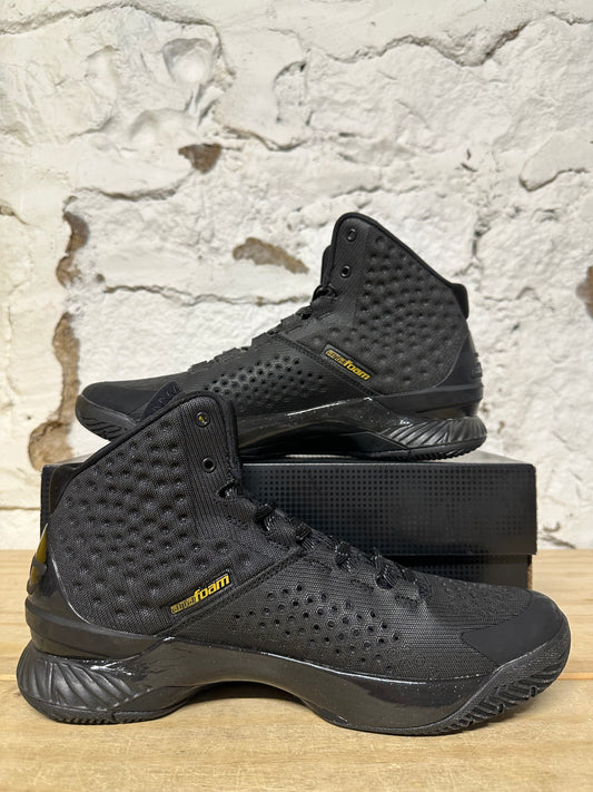 Under Armour Curry 1 Black And Gold Banner Sz 10 DS