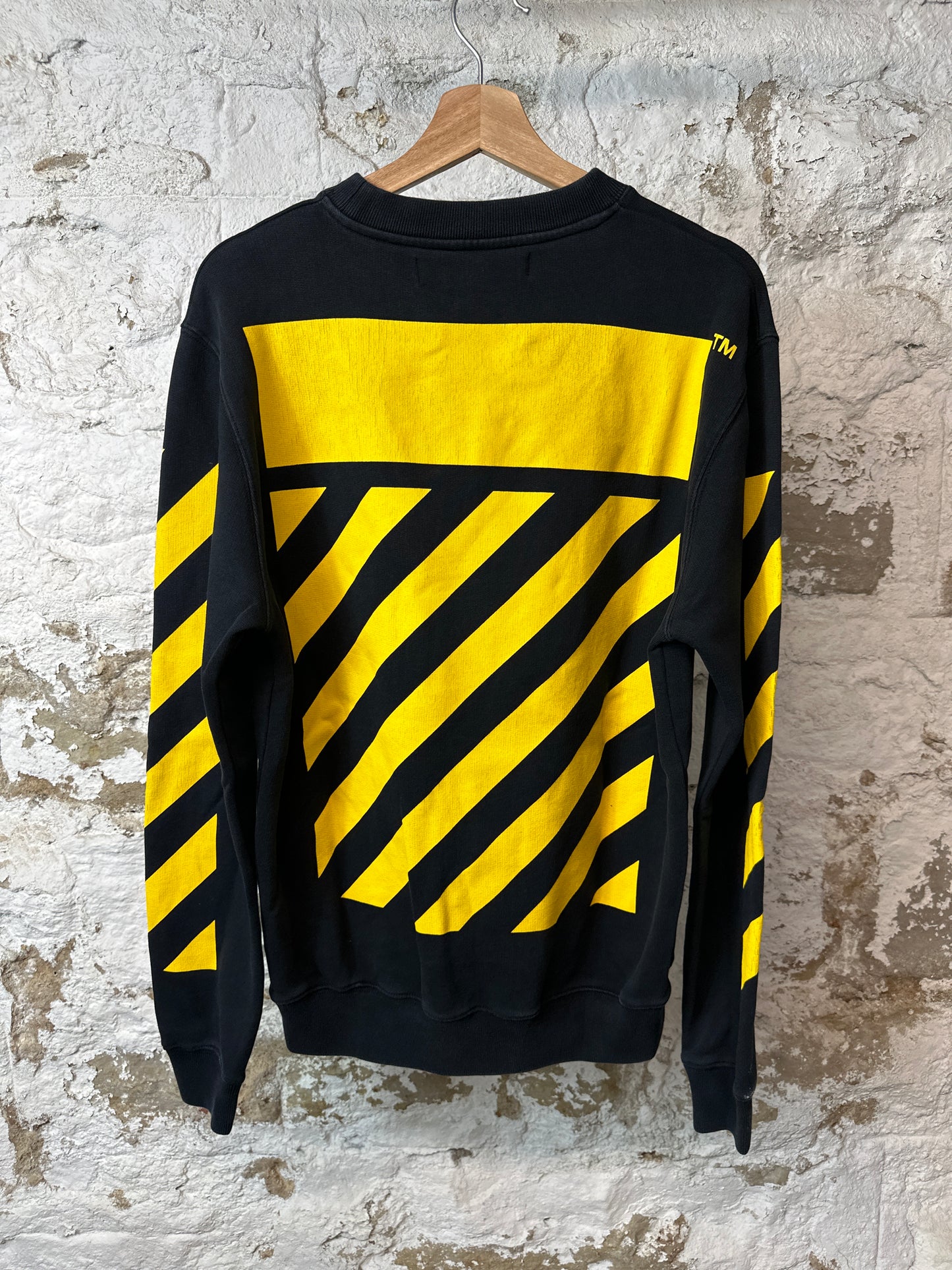 Off White Carvaggio Black Yellow Crewneck Sz XS