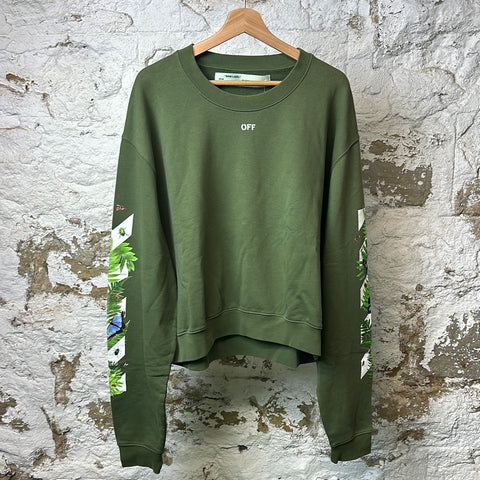 Off White Flower Crewneck Green Sz XXL