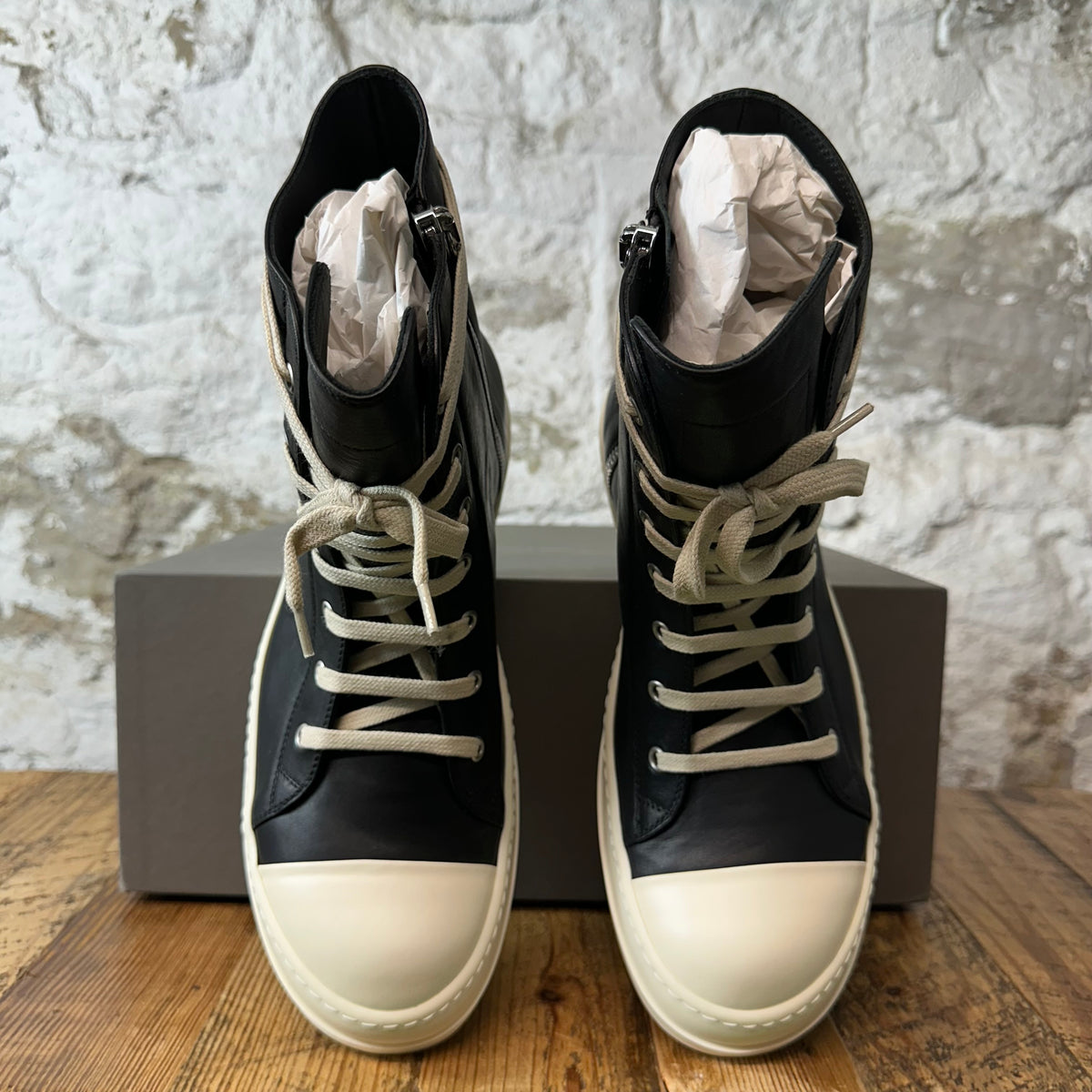 Rick Owens High Black Milk Sneaker Sz 10 (43) DS