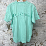 Balenciaga Small Logo Teal T-shirt Sz XS
