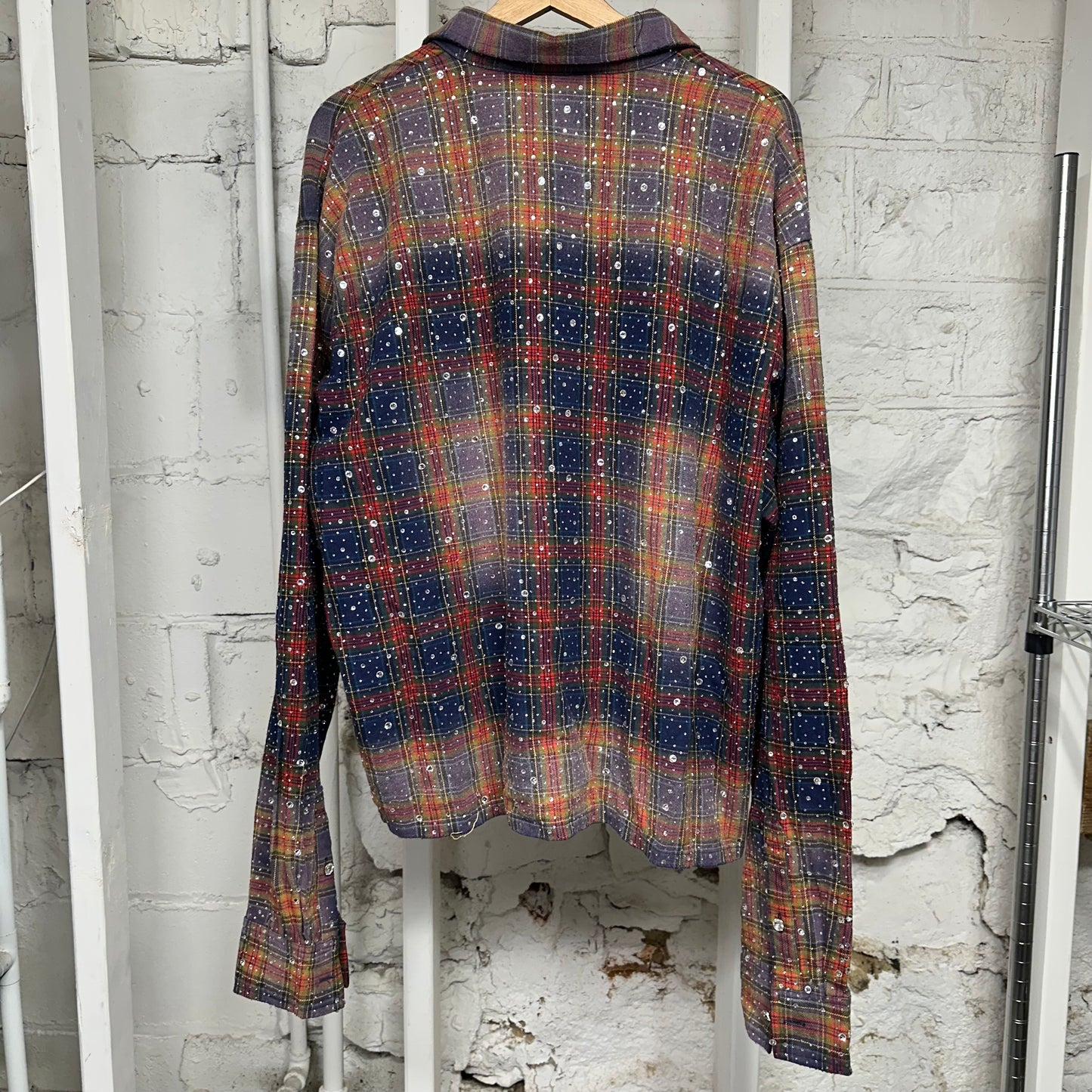 Vale Multicolor Plaid Rhinestone Flannel Sz XXL