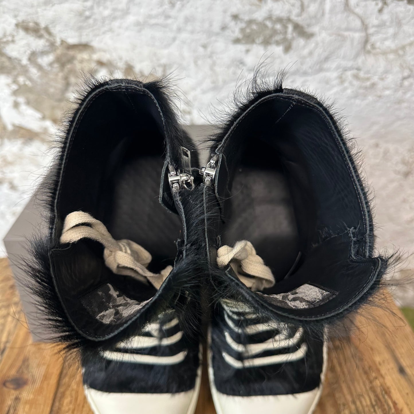 Rick Owens High Pony Hair Black Milk Sneaker Sz 11 (44)