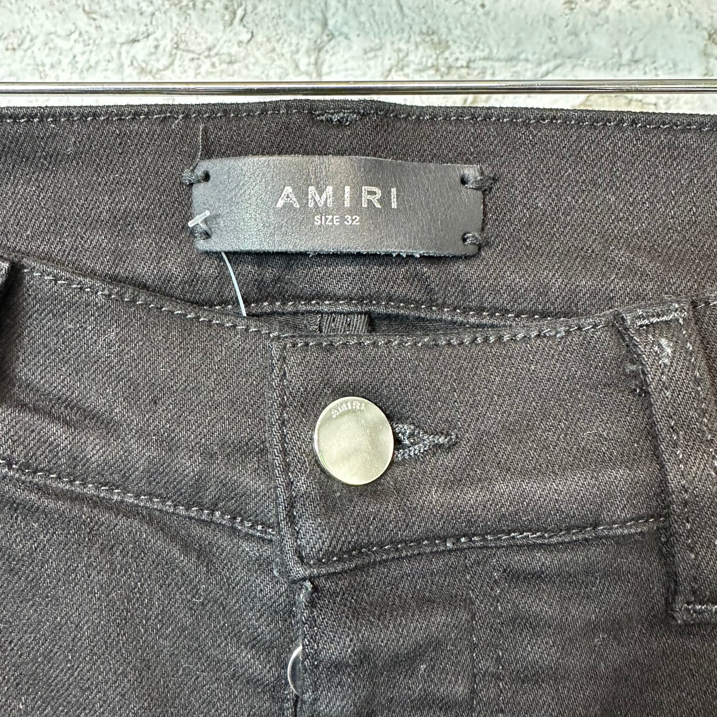 Amiri MX1 Black Paisley Black Denim Jeans Sz 32